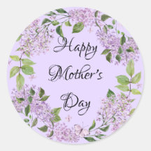"Feliz Dia das Mães" Lilac Flowers Sticker
