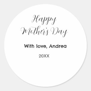 Adesivo Redondo Feliz dia das mães nome data ano com amor simples