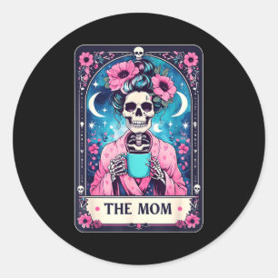 Adesivo Redondo Feliz dia das mães o cartão de tarot da mamãe esqu