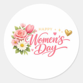 Adesivo Redondo Feliz Dia das Mulheres