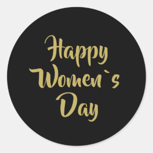 Adesivo Redondo Feliz Dia das Mulheres Dourado Preto