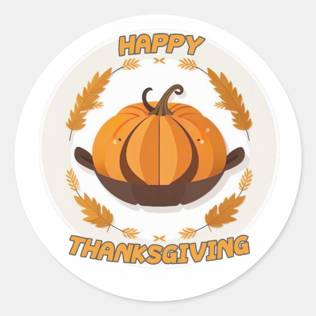 Adesivo Redondo Feliz Dia de Ação de Graças (Frente)