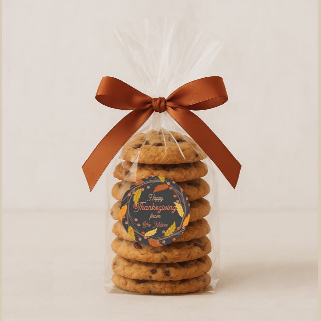 Adesivo Redondo Feliz Dia de Ação de Graças (Criador carregado)