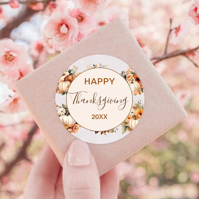 Adesivo Redondo Feliz Dia de Ação de Graças (Criador carregado)