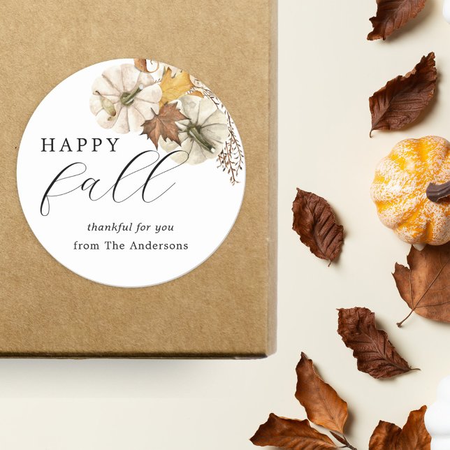 Adesivo Redondo Feliz Dia de Ação de Graças de Bombeiros Brancos E (Criador carregado)