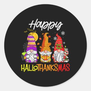 Adesivo Redondo Feliz Dia de Ação de Graças dos Gnomos de Hallotha