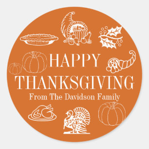 Adesivo Redondo Feliz dia de Ação de Graças, presente de presente