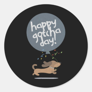 Adesivo Redondo Feliz Dia de Adoção Cachorro Novo Filhote Adoção A