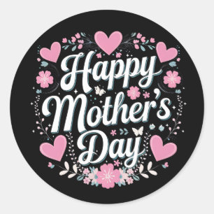 Adesivo Redondo Feliz Dia de as mães, Bela Mãe, Avó