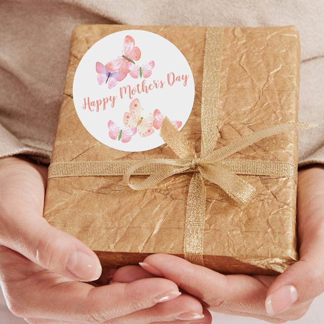 Adesivo Redondo Feliz dia de as mães | Borboletas Bonito (Criador carregado)