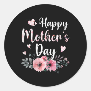 Adesivo Redondo Feliz Dia de as mães Com A Mãe Mamãe Floral Avó W