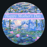 Adesivo Redondo Feliz Dia de as mães, famoso Monet trabalho de art<br><div class="desc">Feliz Dia de as mães - A famosa pintura de Claude Monet,  Water Lily,  1919.</div>