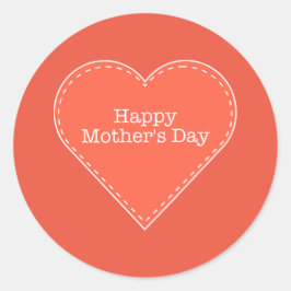 Adesivo Redondo Feliz Dia de as mães Laranja Coração