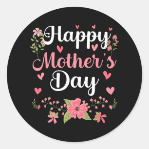 Adesivo Redondo Feliz Dia de as mães, Mamãe Frita, Mulher Frita Fo