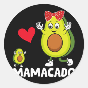 Adesivo Redondo Feliz dia de as mães Mamãe Melhor Mãe Avocado Mama