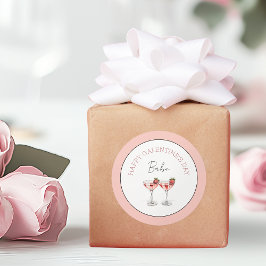 Adesivo Redondo Feliz dia de Galentine Babe Strawberry Cocktails