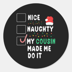 Adesivo Redondo Feliz Dia De Natal, Bela travessura Que Meu Primo