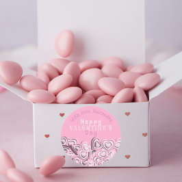 Adesivo Redondo feliz dia de os namorados 3D Blush Pink Hearts