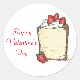 Adesivo Redondo Feliz dia de os namorados Angel Comida Cake Strawb