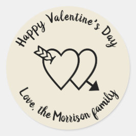 Adesivo Redondo Feliz dia de os namorados de corações brancos pers