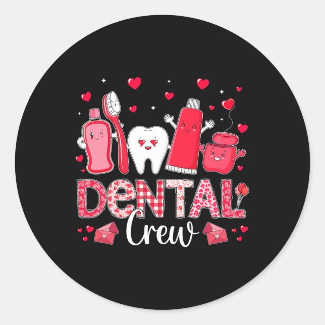 Adesivo Redondo Feliz dia de os namorados Dental Crew Love Dental  (Frente)