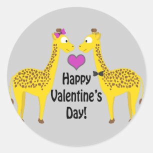 Adesivo Redondo feliz dia de os namorados Girafas