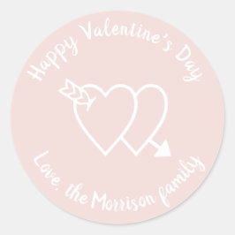 Adesivo Redondo Feliz dia de os namorados pincelado cor-de-rosa pe