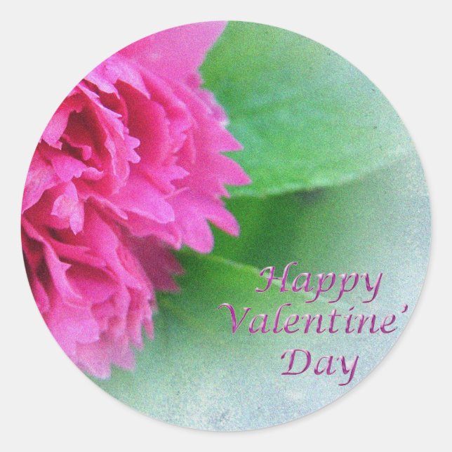 Adesivo Redondo feliz dia de os namorados rosa (Frente)