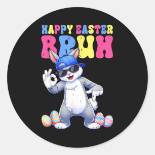 Adesivo Redondo Feliz dia de Páscoa coelho 67 seis sete mano coelh