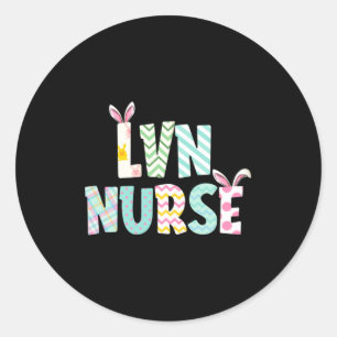 Adesivo Redondo Feliz Dia de Páscoa Lvn Enfermeira Orelhas de Coel