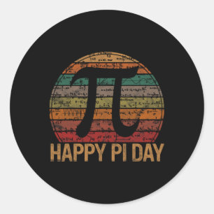 Adesivo Redondo Feliz Dia de Pi Equações Matemáticas Sunset Gift P
