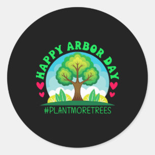 Adesivo Redondo Feliz Dia de Porto Árvore de Camisa Plantando Teer