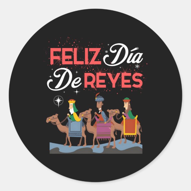 Adesivo Redondo Feliz Dia De Reyes Feliz Dia dos Três Reis Epifani (Frente)