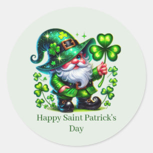Adesivo Redondo Feliz Dia de São Patrício leprechaun personalizáve