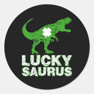 Adesivo Redondo Feliz Dia de São Patrício Luckysaurus Dinossauro S