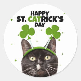 Adesivo Redondo Feliz Dia de São Patrício para qualquer gato na ba