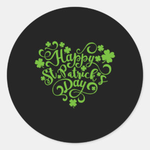 Adesivo Redondo Feliz Dia de São Patrício, Rua de Shamrock Coração