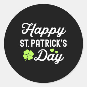Adesivo Redondo Feliz Dia de São Patrício Shamrock Lucky Womens