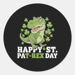 Adesivo Redondo Feliz Dia de São Patrício T-rex E Trevos Dia de Sã