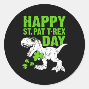 Adesivo Redondo Feliz Dia de São Patrício Trex Dia de São Patrício