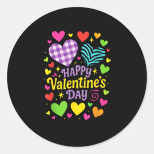 Adesivo Redondo Feliz Dia de São Valentim - Corações Amor