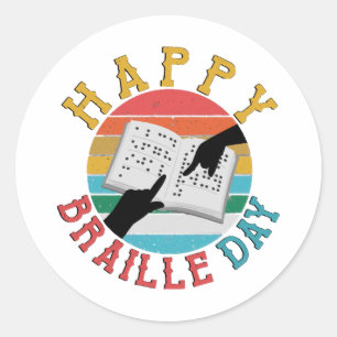 Adesivo Redondo Feliz Dia do Braille
