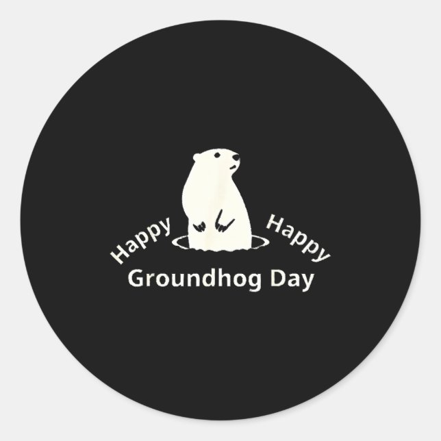 Adesivo Redondo Feliz Dia do Groundhog  (Frente)