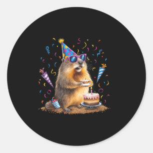 Adesivo Redondo Feliz Dia do Groundhog 12 Fev Ground Hog Com Anive