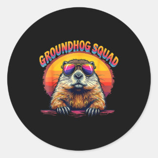 Adesivo Redondo Feliz Dia do Groundhog 2025 Equipe Engraçada do Gr