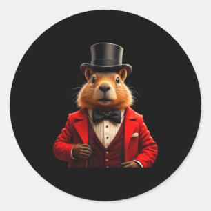 Adesivo Redondo Feliz Dia do Groundhog 2025 Groundhog Cavalheiro C