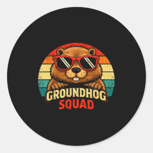 Adesivo Redondo Feliz Dia do Groundhog 2026 Celebração Engraçado G