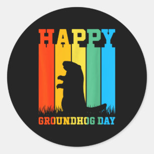 Adesivo Redondo Feliz Dia do Groundhog Amante do Animal Ground Hog