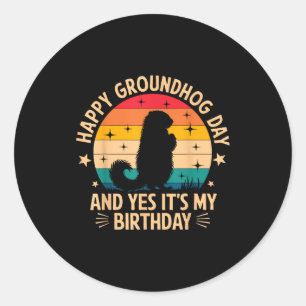 Adesivo Redondo Feliz Dia do Groundhog Amantes Meninos Meninas Mul