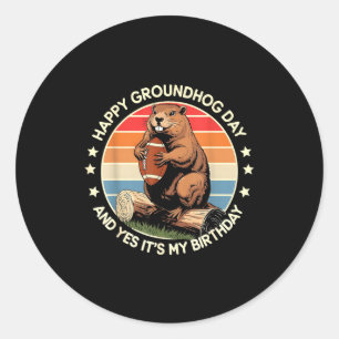 Adesivo Redondo Feliz Dia do Groundhog do Futebol E Sim É Meu Nasc